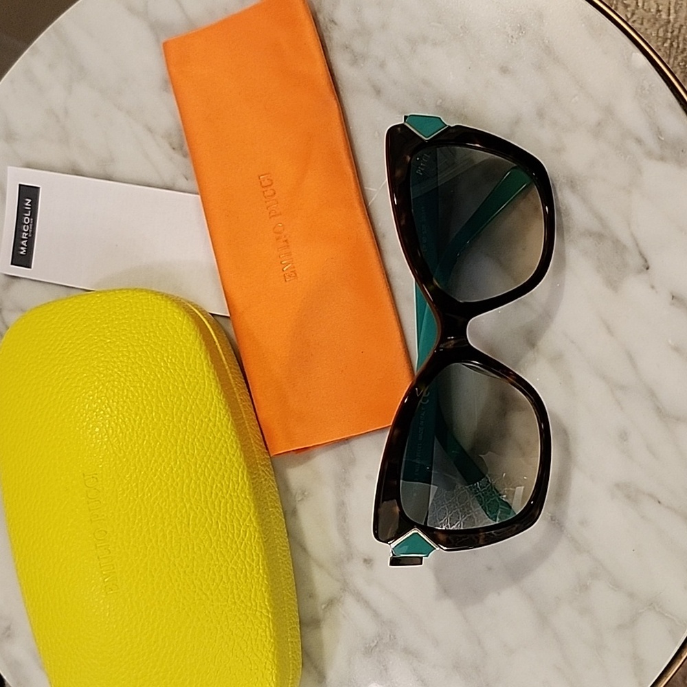 Emilio Pucci Black and Green Cat-Eye Sunglasses